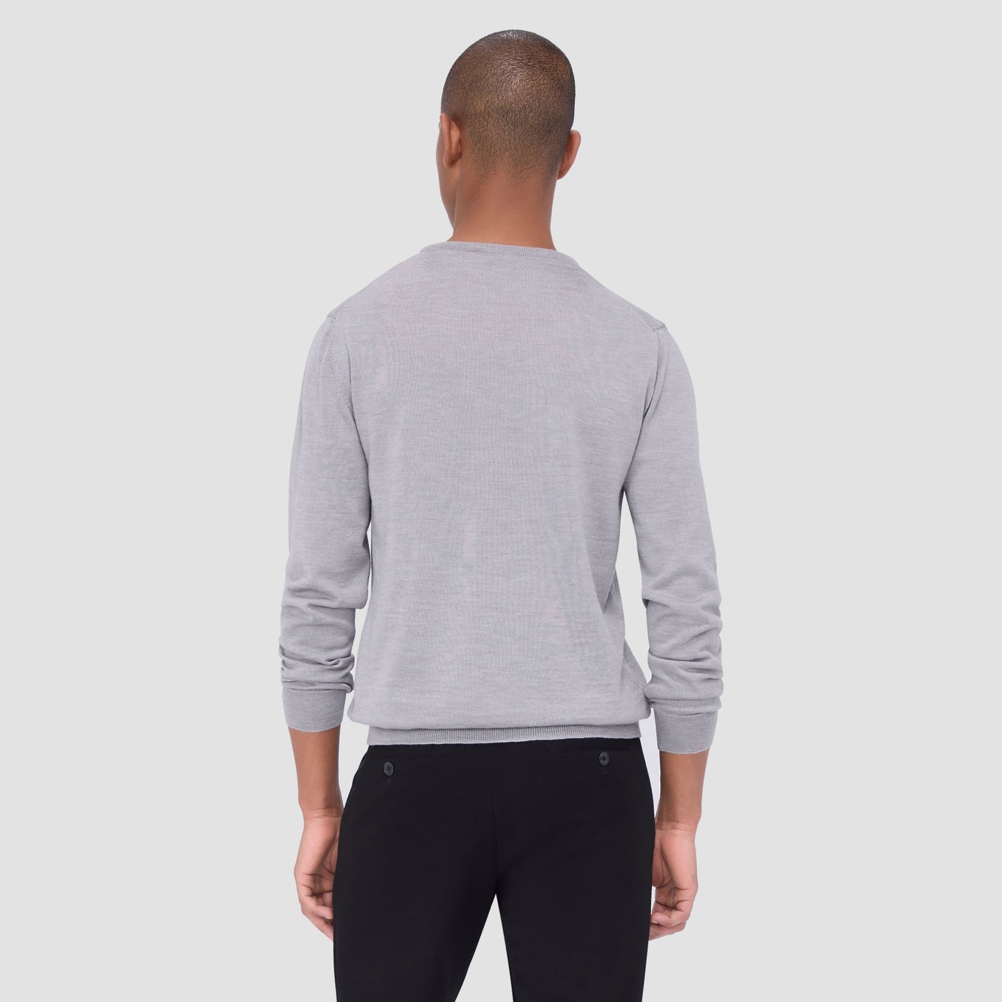 Bugatchi Scott Crew Neck Super Merino™ Sweater Platinum