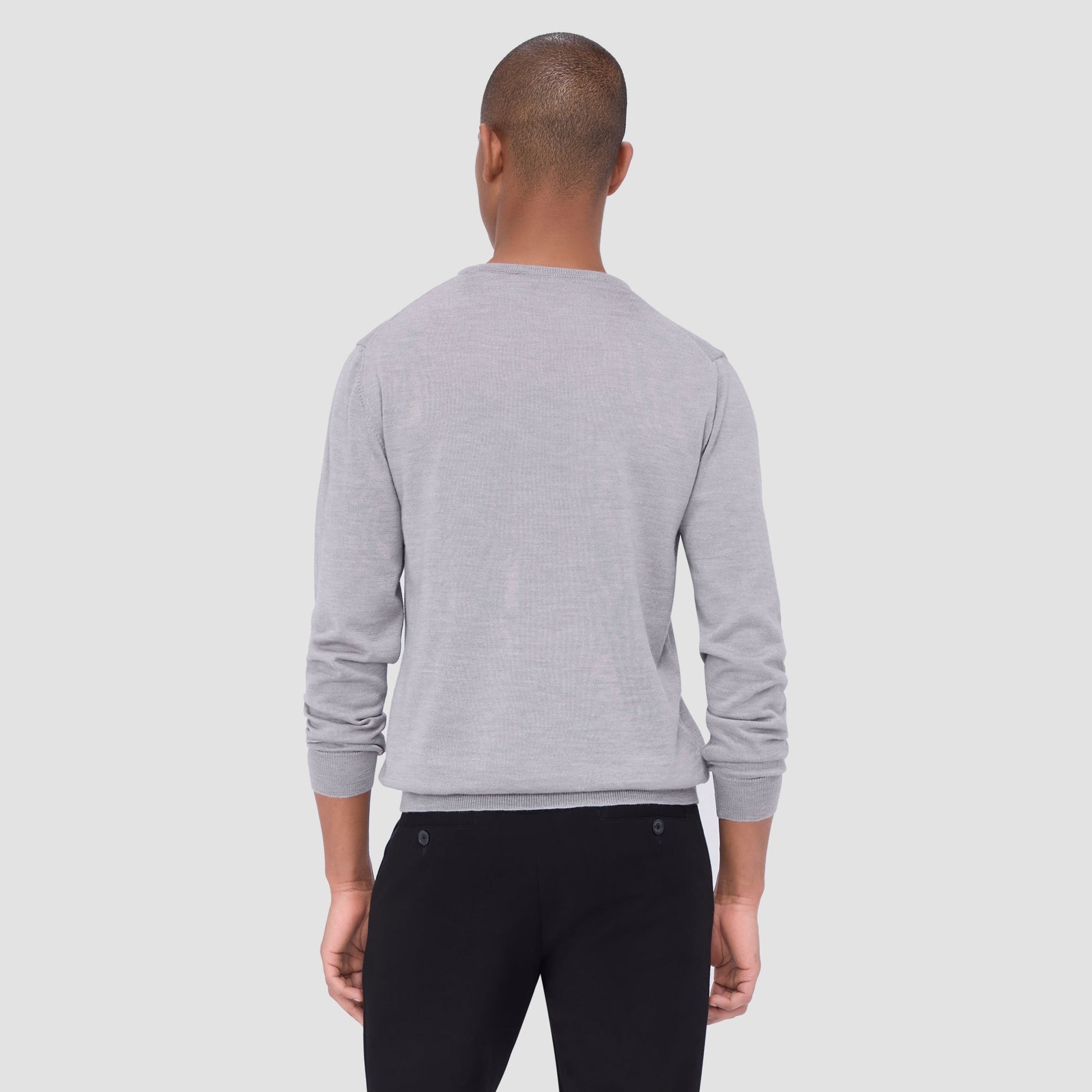 Bugatchi Scott Crew Neck Super Merino™ Sweater Platinum