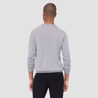 Bugatchi Scott Crew Neck Super Merino™ Sweater Platinum