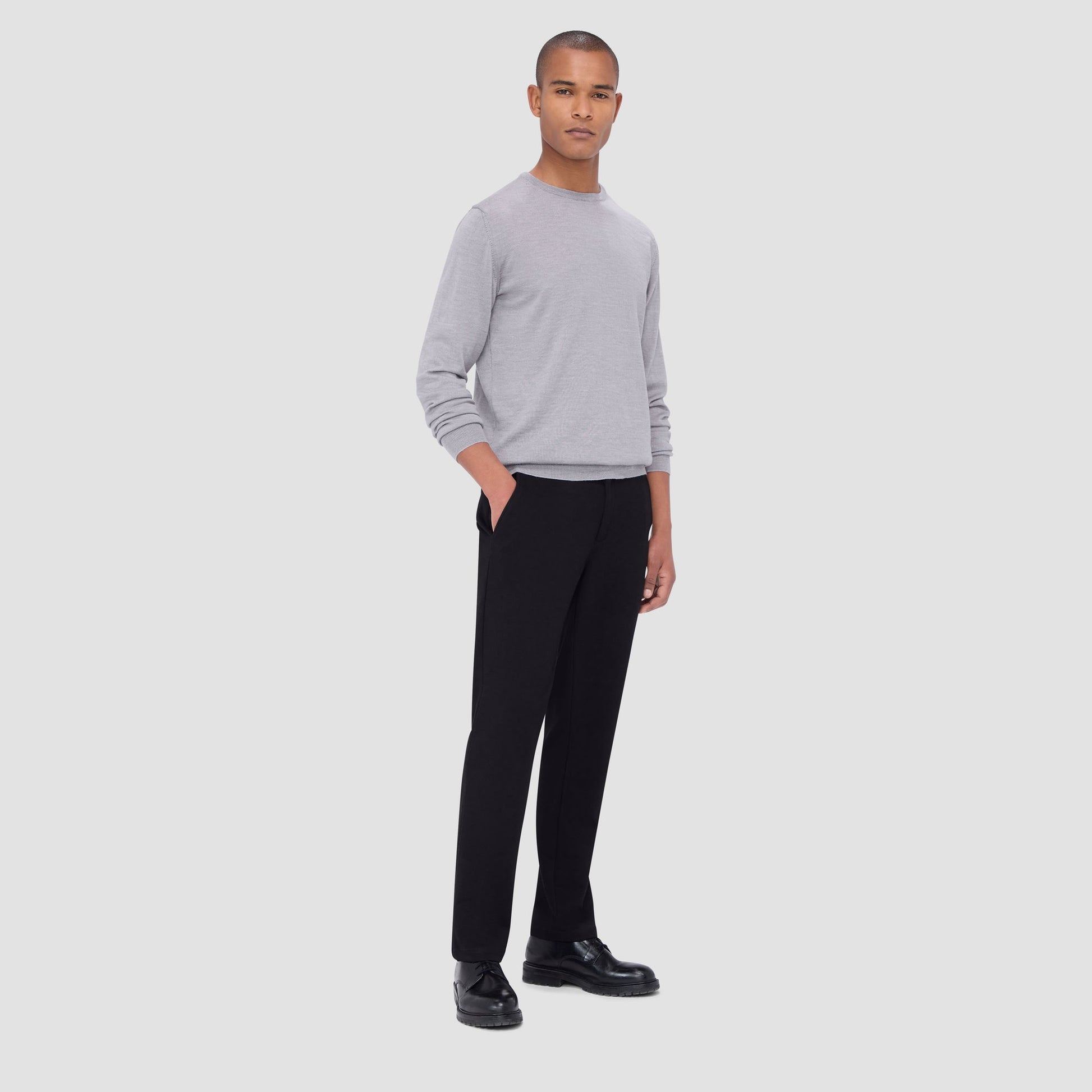 Bugatchi Scott Crew Neck Super Merino™ Sweater Platinum