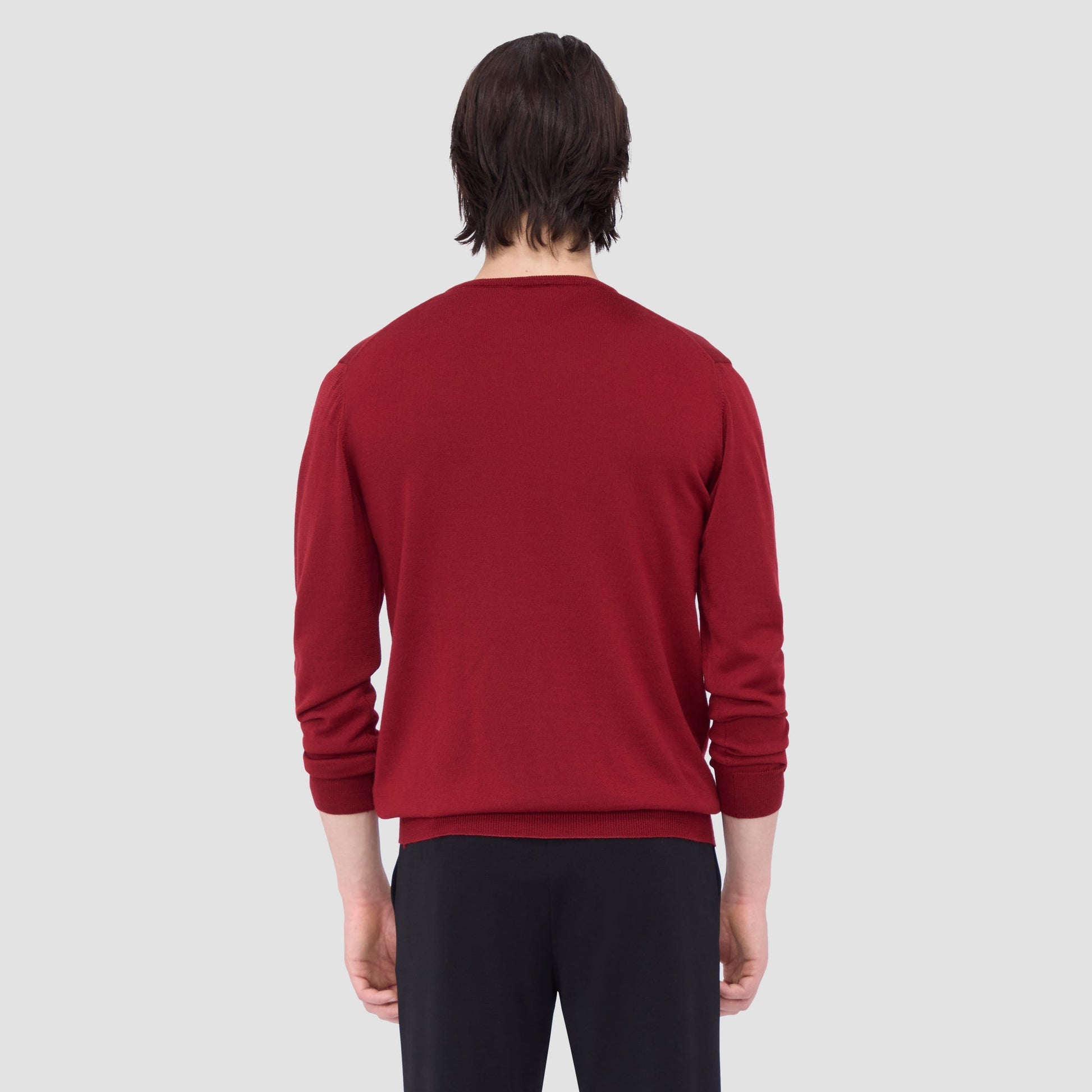 Bugatchi Scott Crew Neck Super Merino™ Sweater Ruby