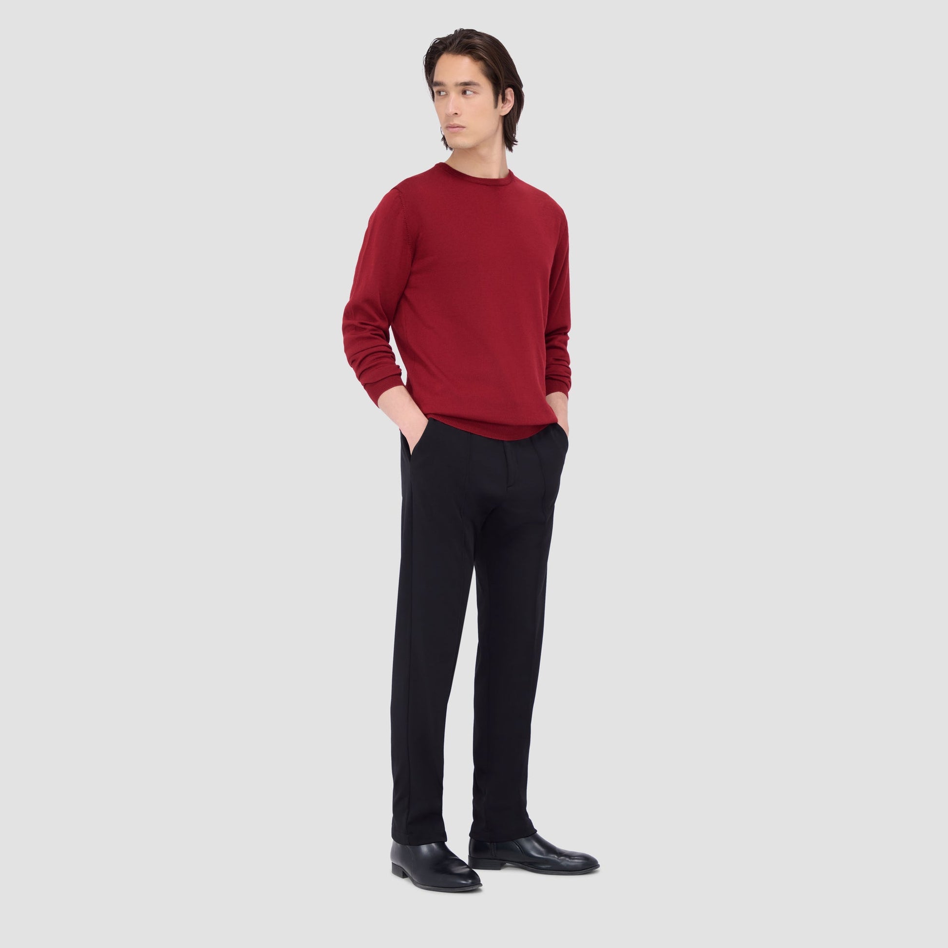 Bugatchi Scott Crew Neck Super Merino™ Sweater Ruby