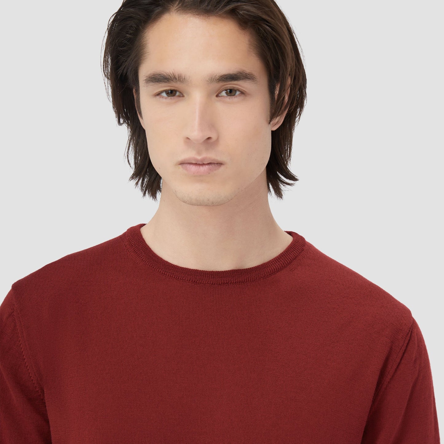 Bugatchi Scott Crew Neck Super Merino™ Sweater Ruby