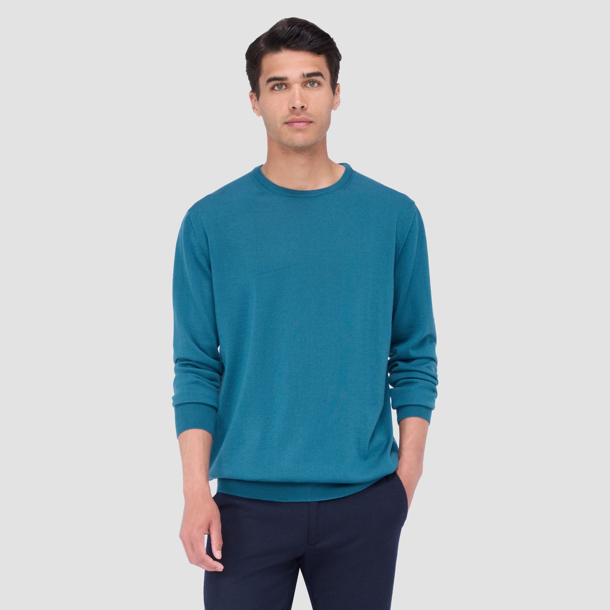 Bugatchi Scott Crew Neck Super Merino™ Sweater Teal