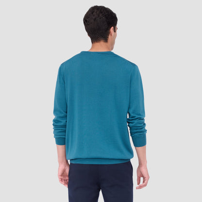 Bugatchi Scott Crew Neck Super Merino™ Sweater Teal