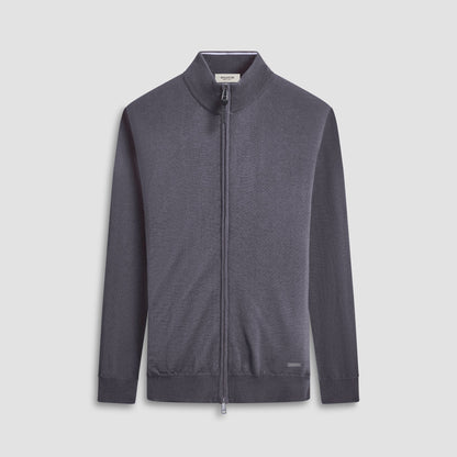 Bugatchi Super Merino™ Mock Neck Full Zip Sweater Anthracite
