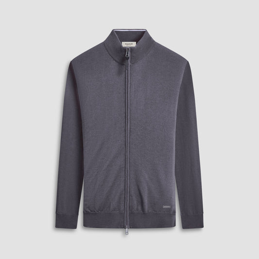 Bugatchi Super Merino™ Mock Neck Full Zip Sweater Anthracite