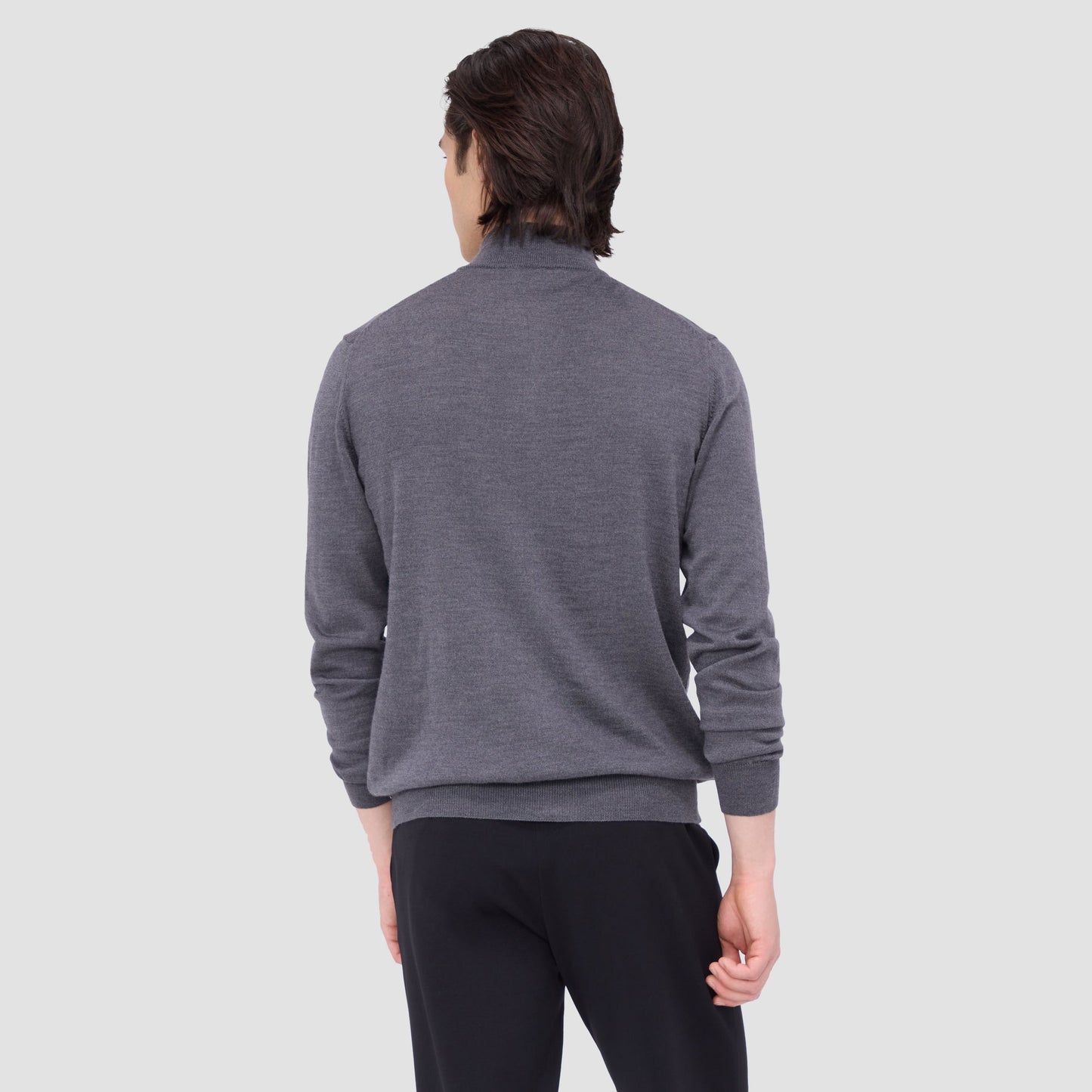 Bugatchi Super Merino™ Mock Neck Full Zip Sweater Anthracite