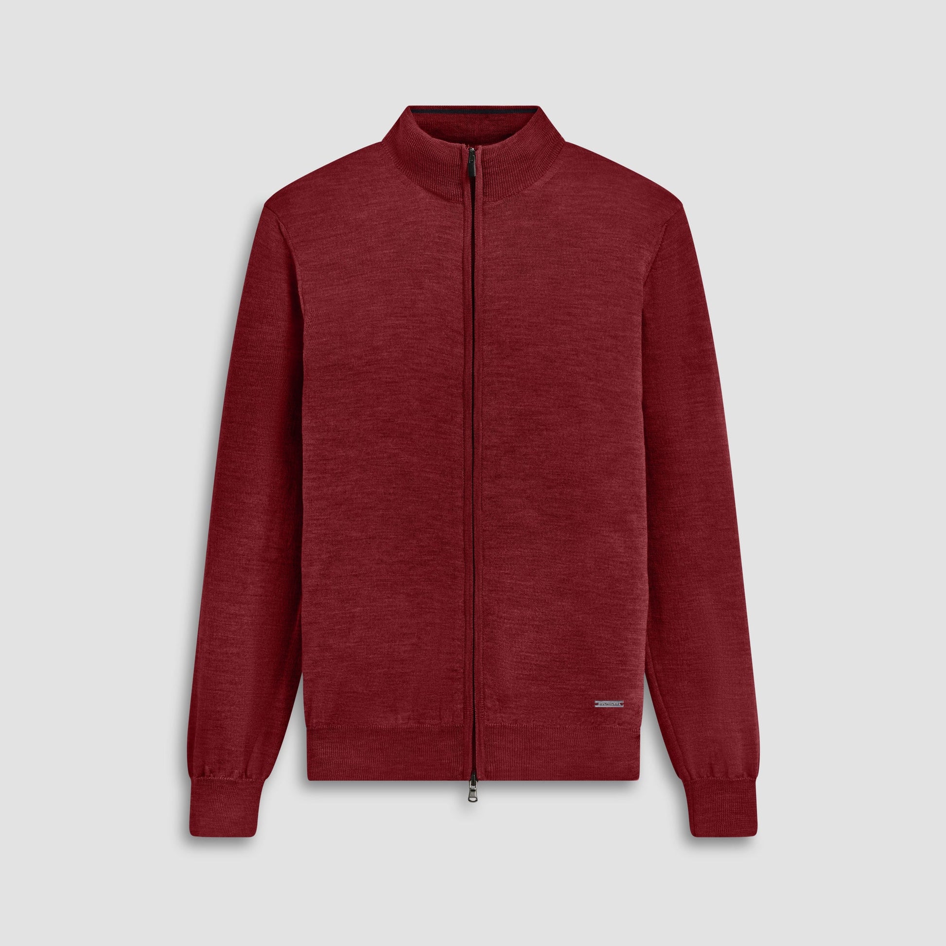 Bugatchi Super Merino™ Mock Neck Full Zip Sweater Burgundy