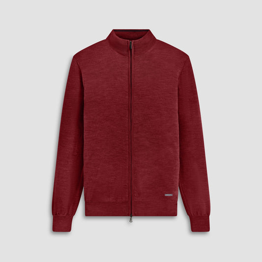 Bugatchi Super Merino™ Mock Neck Full Zip Sweater Burgundy