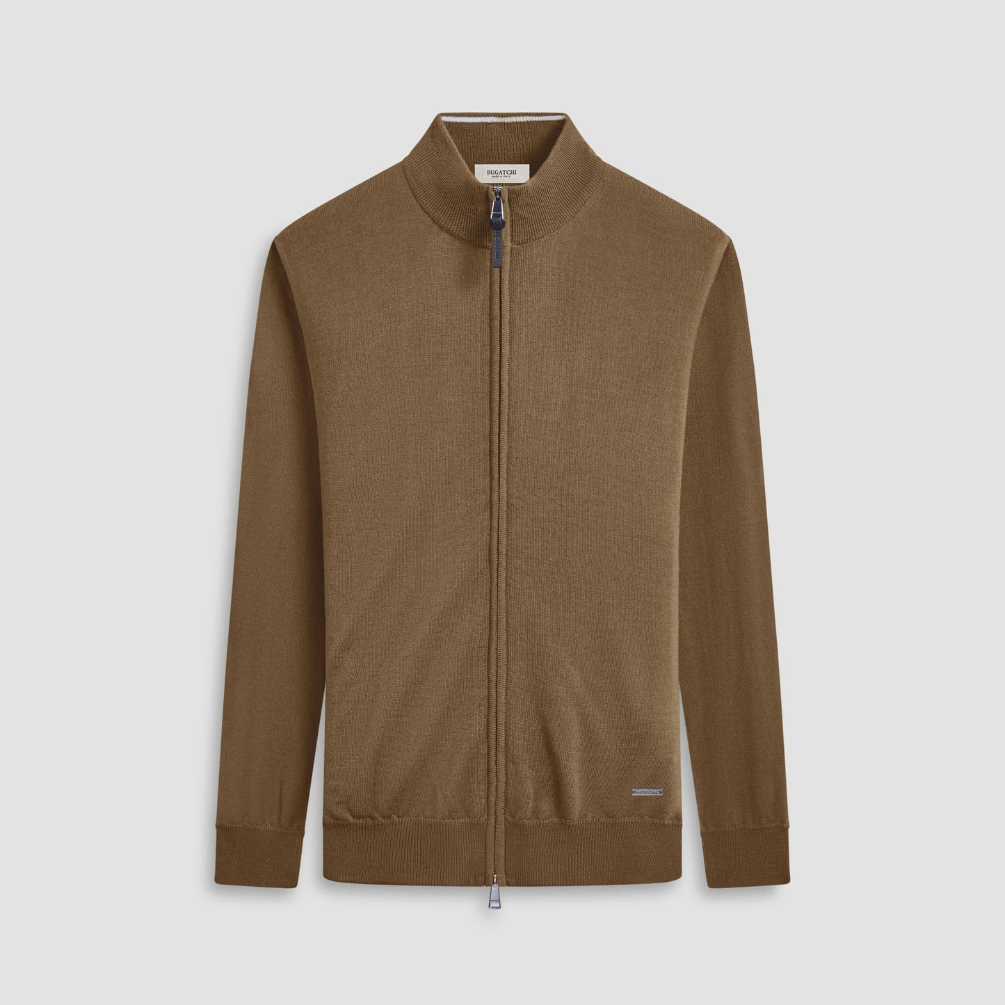 Bugatchi Super Merino™ Mock Neck Full Zip Sweater Moss