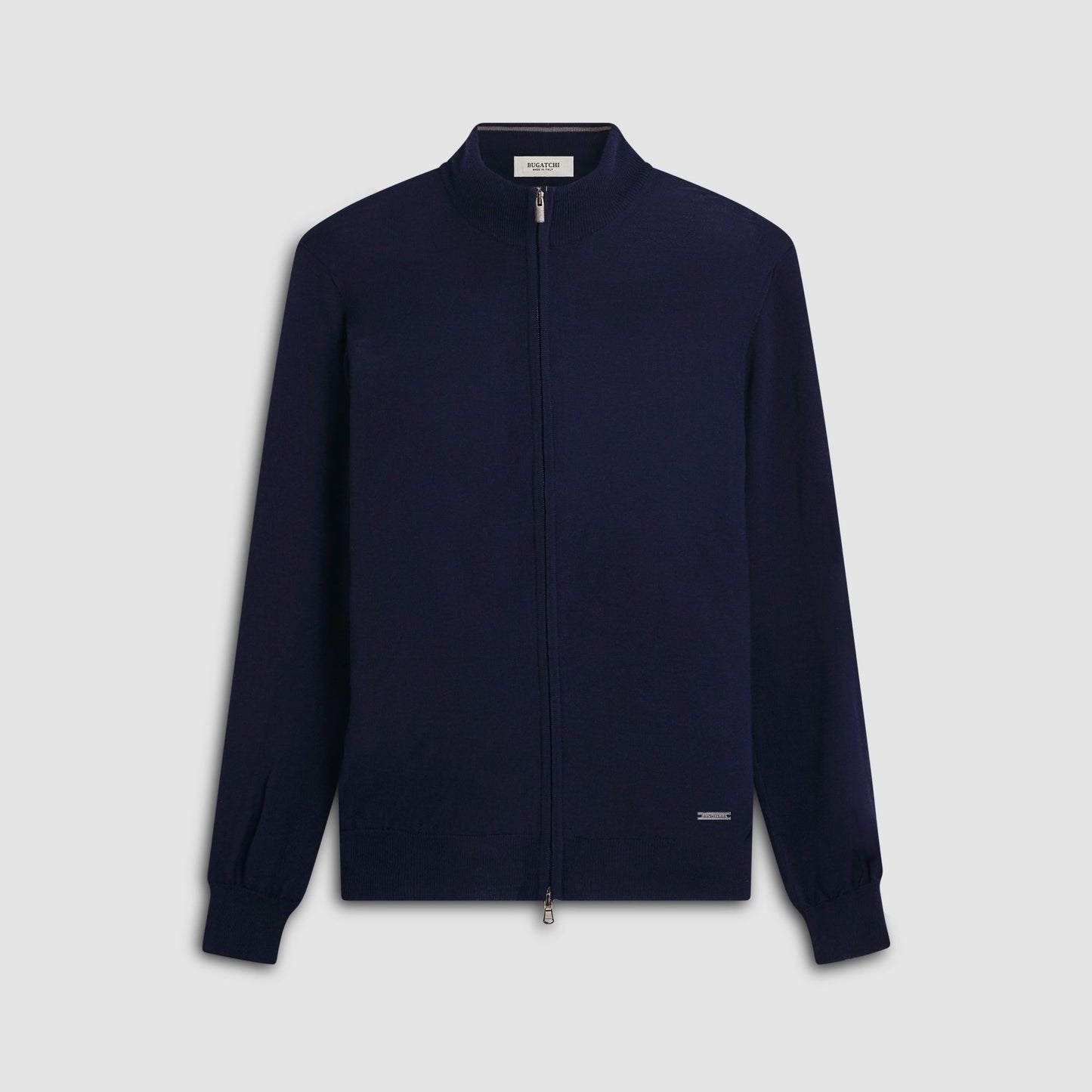 Bugatchi Super Merino™ Mock Neck Full Zip Sweater Navy