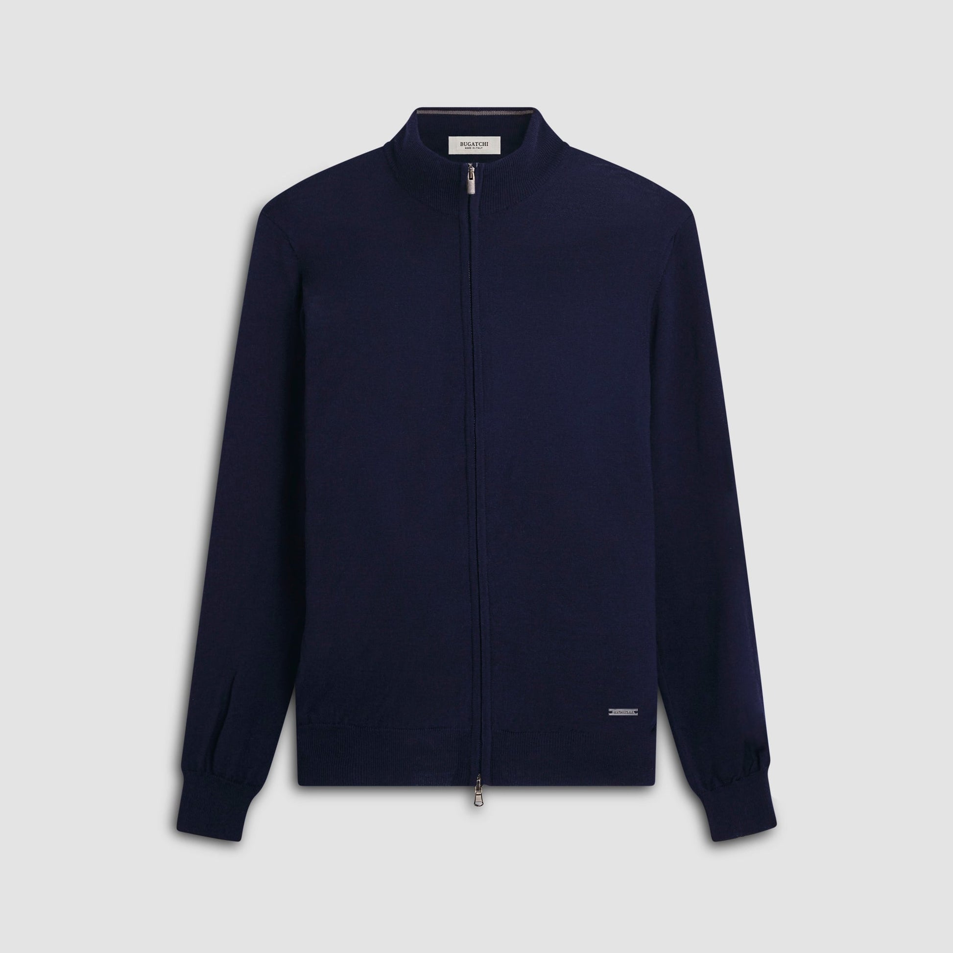 Bugatchi Super Merino™ Mock Neck Full Zip Sweater Navy