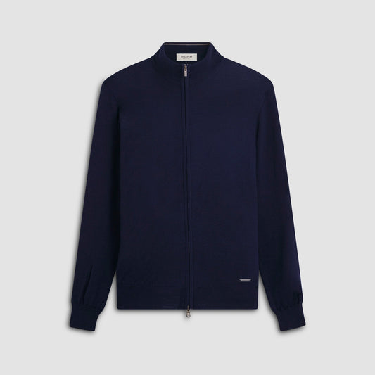 Bugatchi Super Merino™ Mock Neck Full Zip Sweater Navy