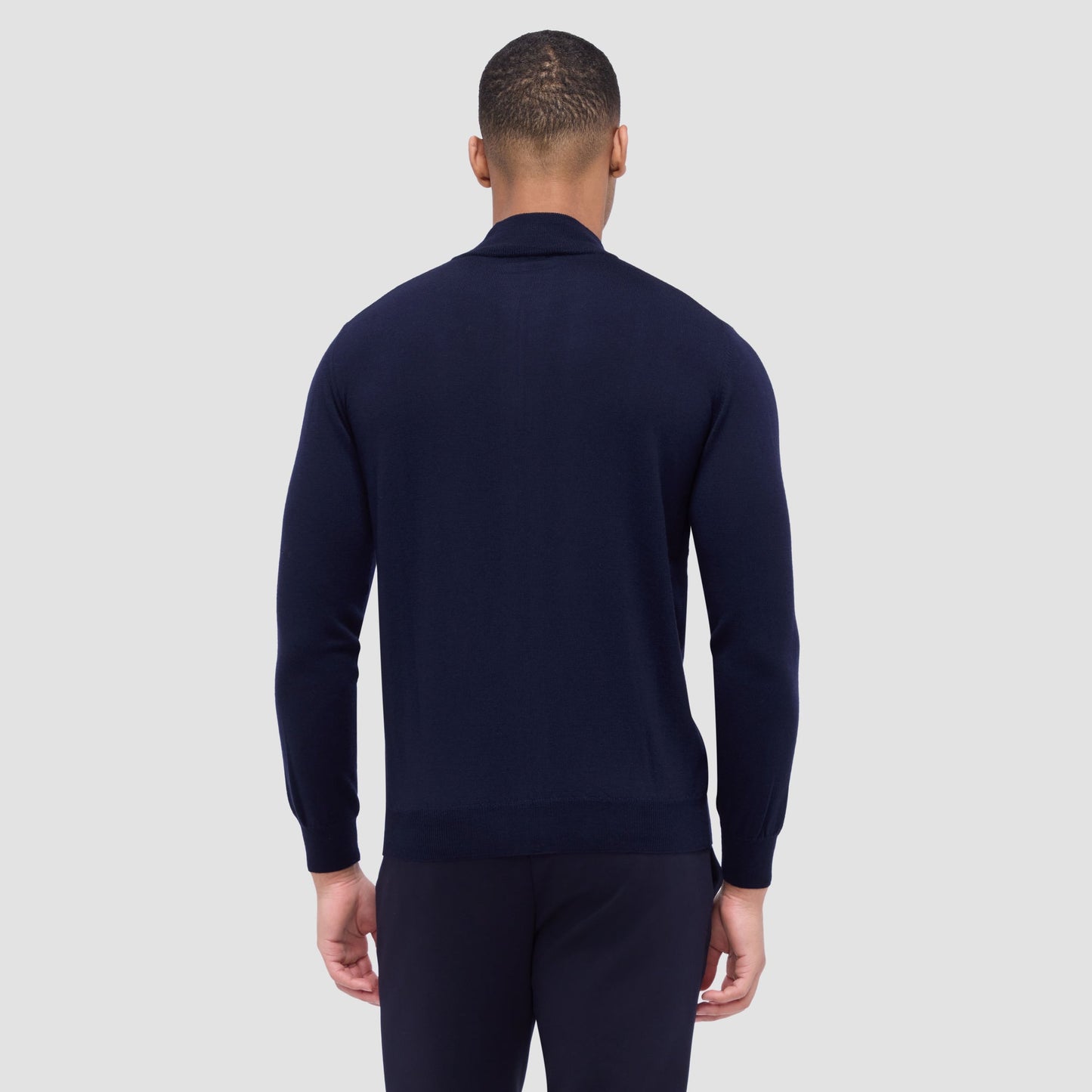 Bugatchi Super Merino™ Mock Neck Full Zip Sweater Navy
