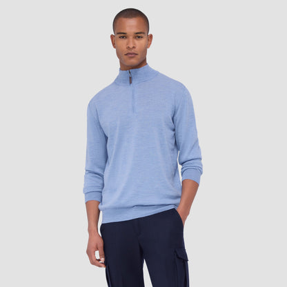 Bugatchi Spencer Quarter-Zip Super Merino™ Sweater Air Blue