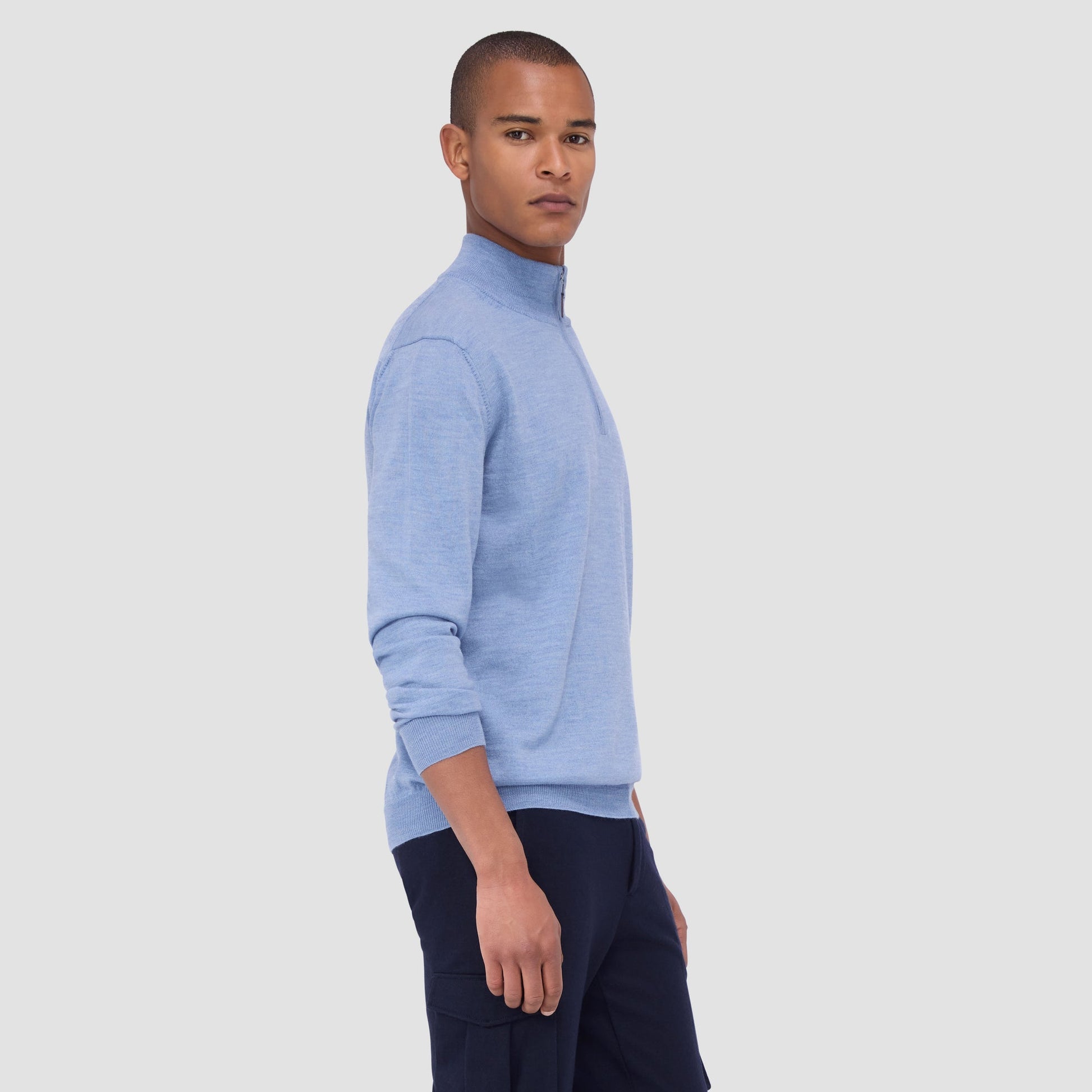 Bugatchi Spencer Quarter-Zip Super Merino™ Sweater Air Blue