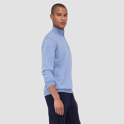 Bugatchi Spencer Quarter-Zip Super Merino™ Sweater Air Blue