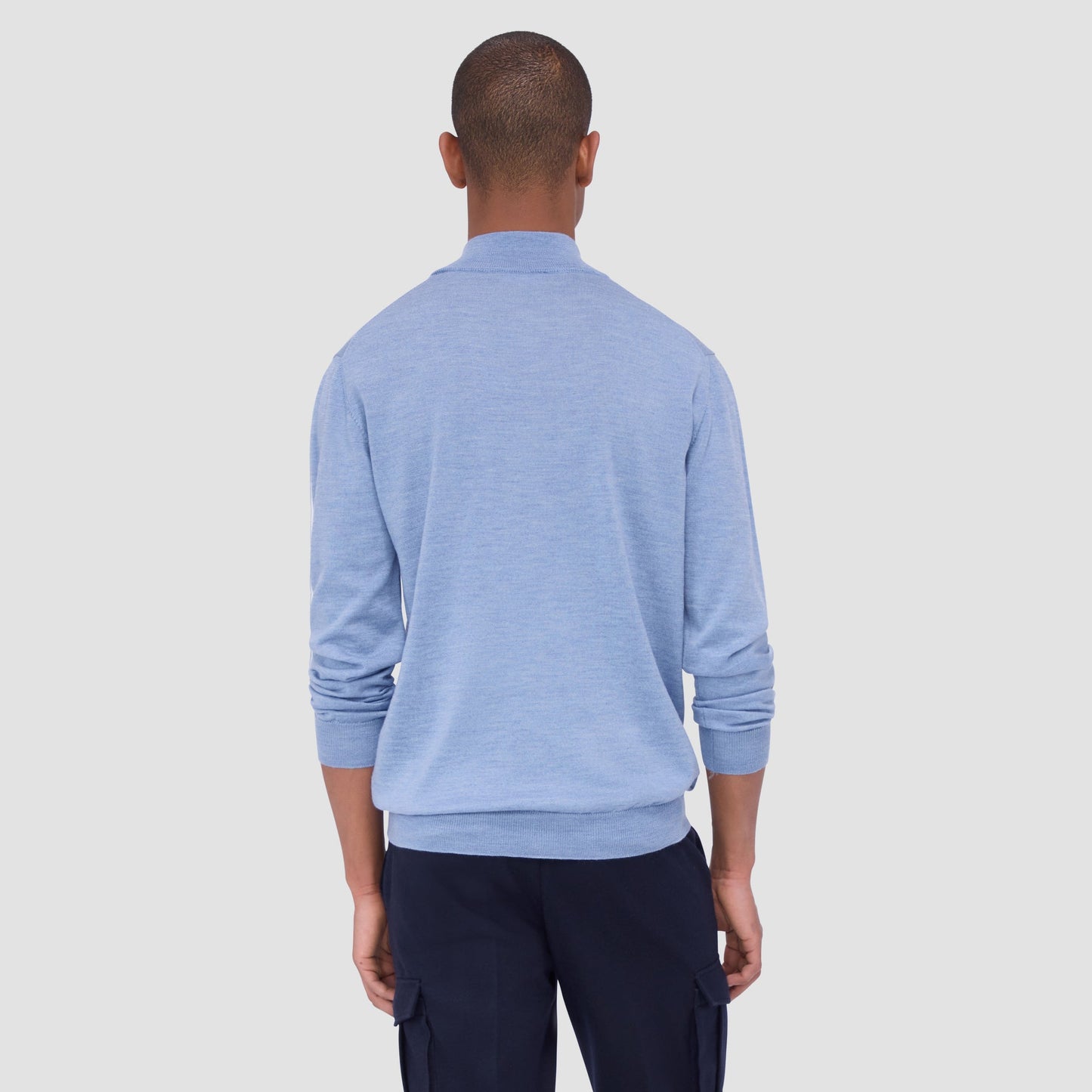 Bugatchi Spencer Quarter-Zip Super Merino™ Sweater Air Blue