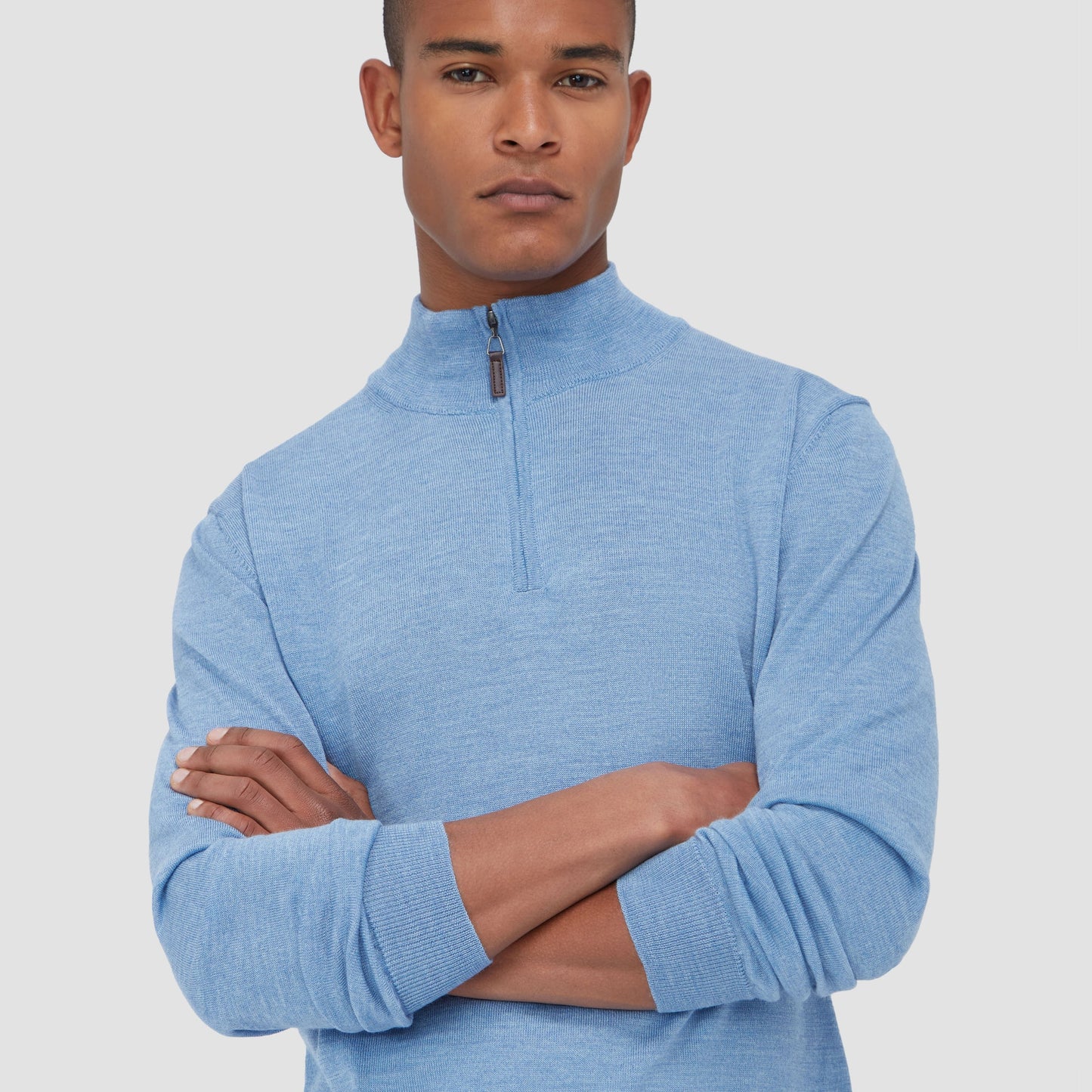 Bugatchi Spencer Quarter-Zip Super Merino™ Sweater Air Blue