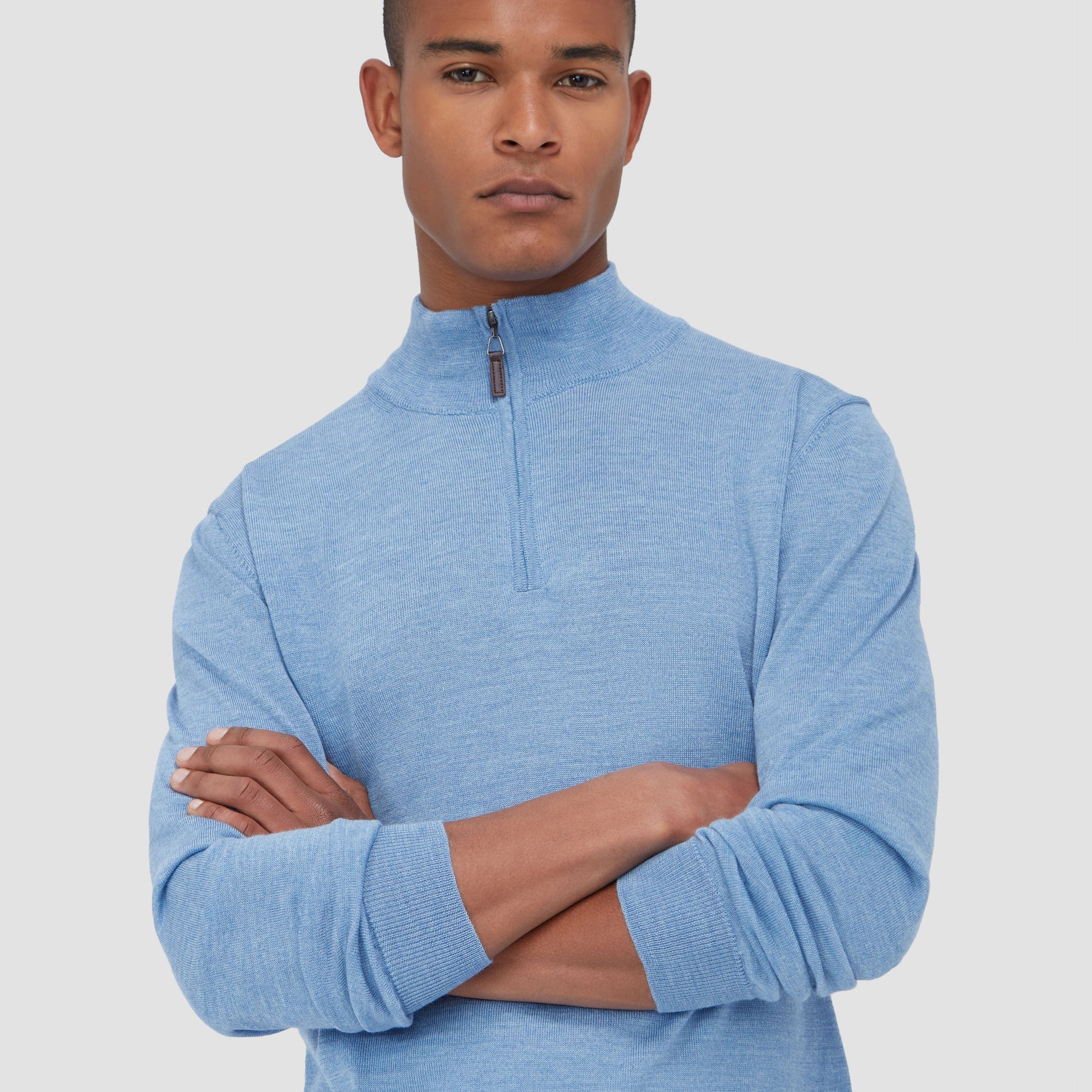 Bugatchi Spencer Quarter-Zip Super Merino™ Sweater Air Blue