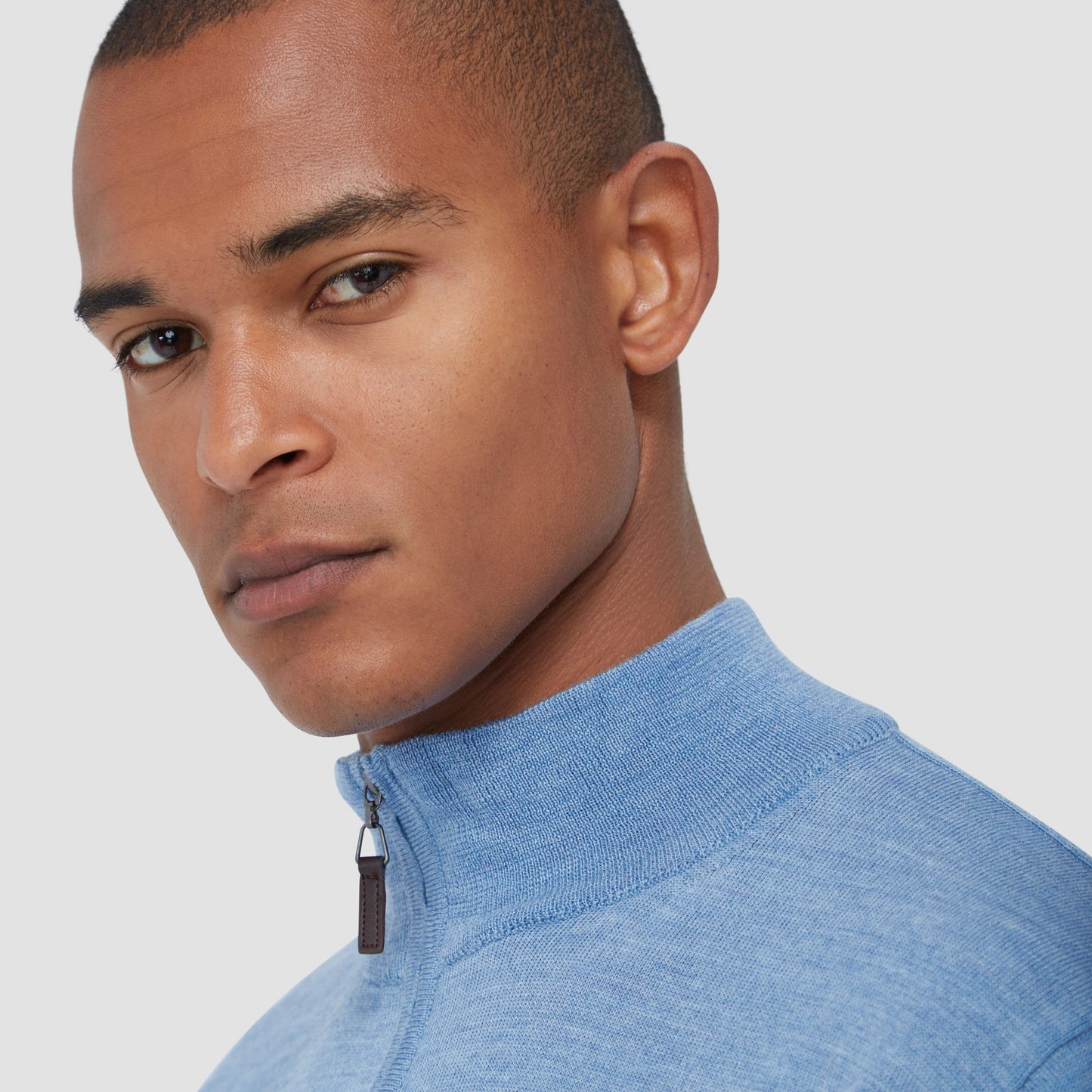 Bugatchi Spencer Quarter-Zip Super Merino™ Sweater Air Blue