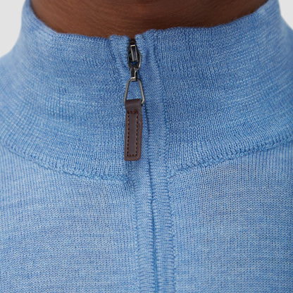 Bugatchi Spencer Quarter-Zip Super Merino™ Sweater Air Blue