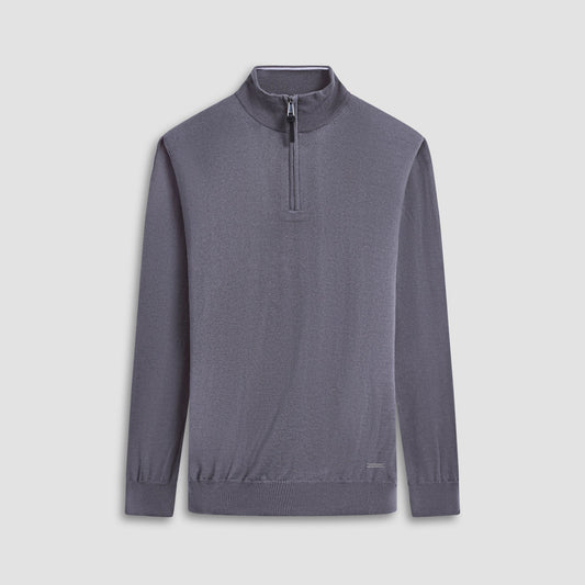 Bugatchi Spencer Quarter-Zip Super Merino™ Sweater Anthracite