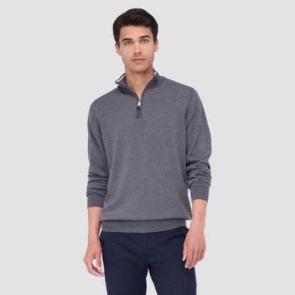 Bugatchi Spencer Quarter-Zip Super Merino™ Sweater Anthracite