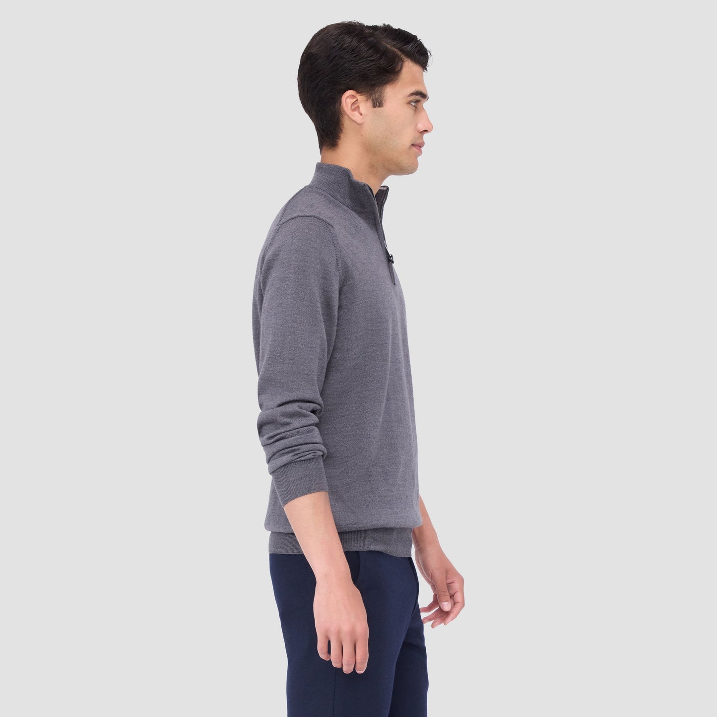 Bugatchi Spencer Quarter-Zip Super Merino™ Sweater Anthracite