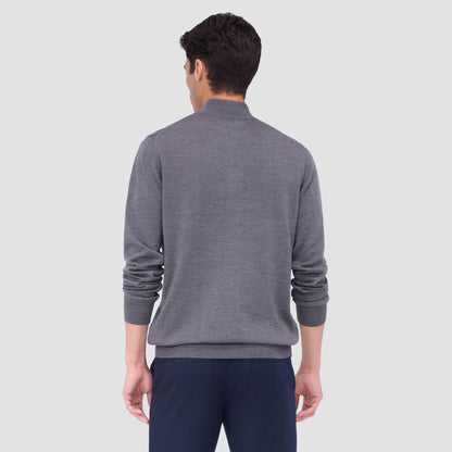 Bugatchi Spencer Quarter-Zip Super Merino™ Sweater Anthracite