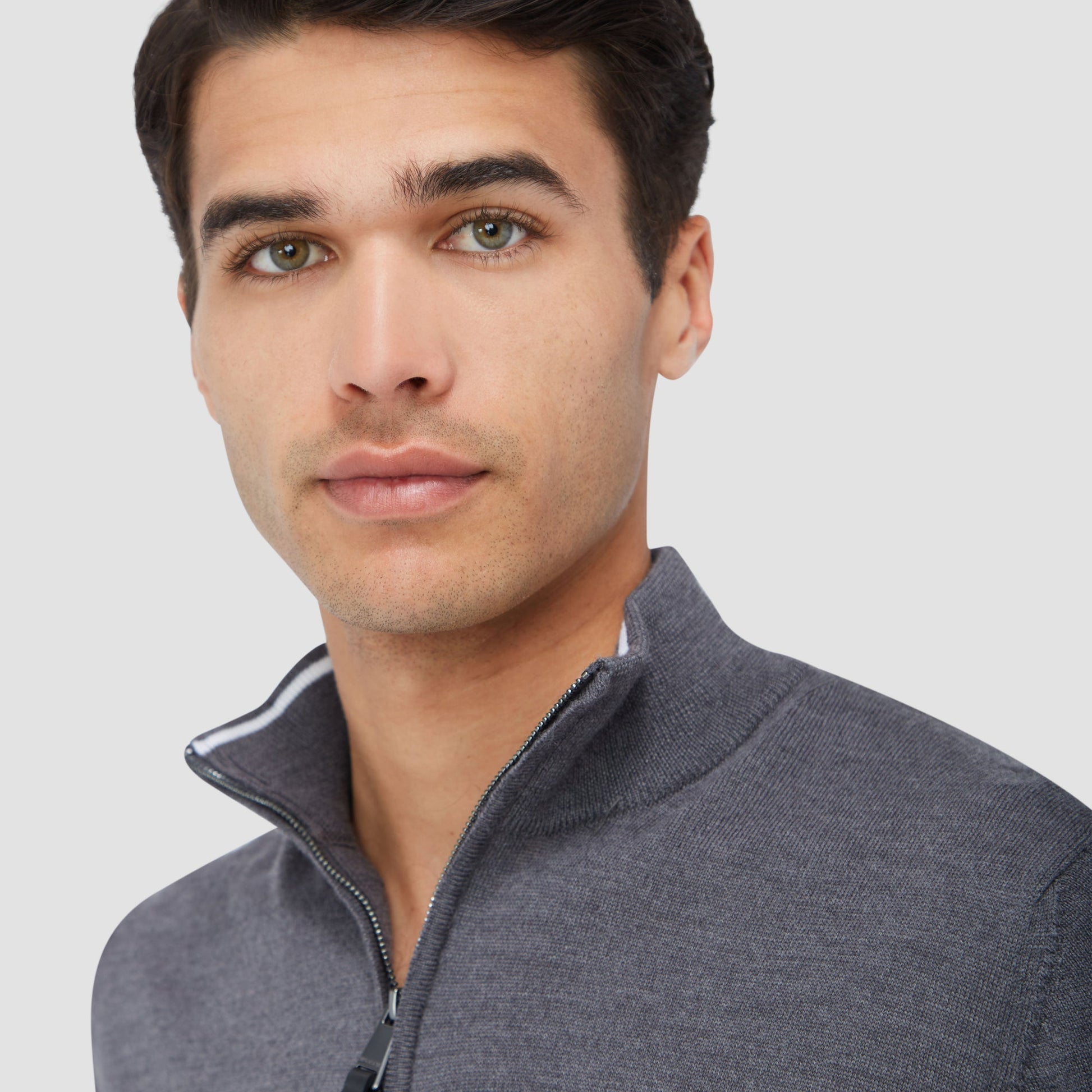 Bugatchi Spencer Quarter-Zip Super Merino™ Sweater Anthracite