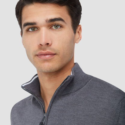 Bugatchi Spencer Quarter-Zip Super Merino™ Sweater Anthracite