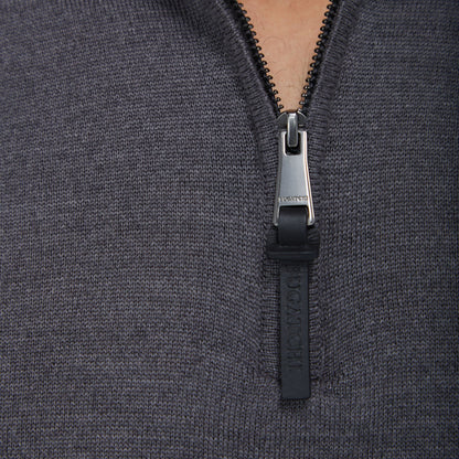 Bugatchi Spencer Quarter-Zip Super Merino™ Sweater Anthracite