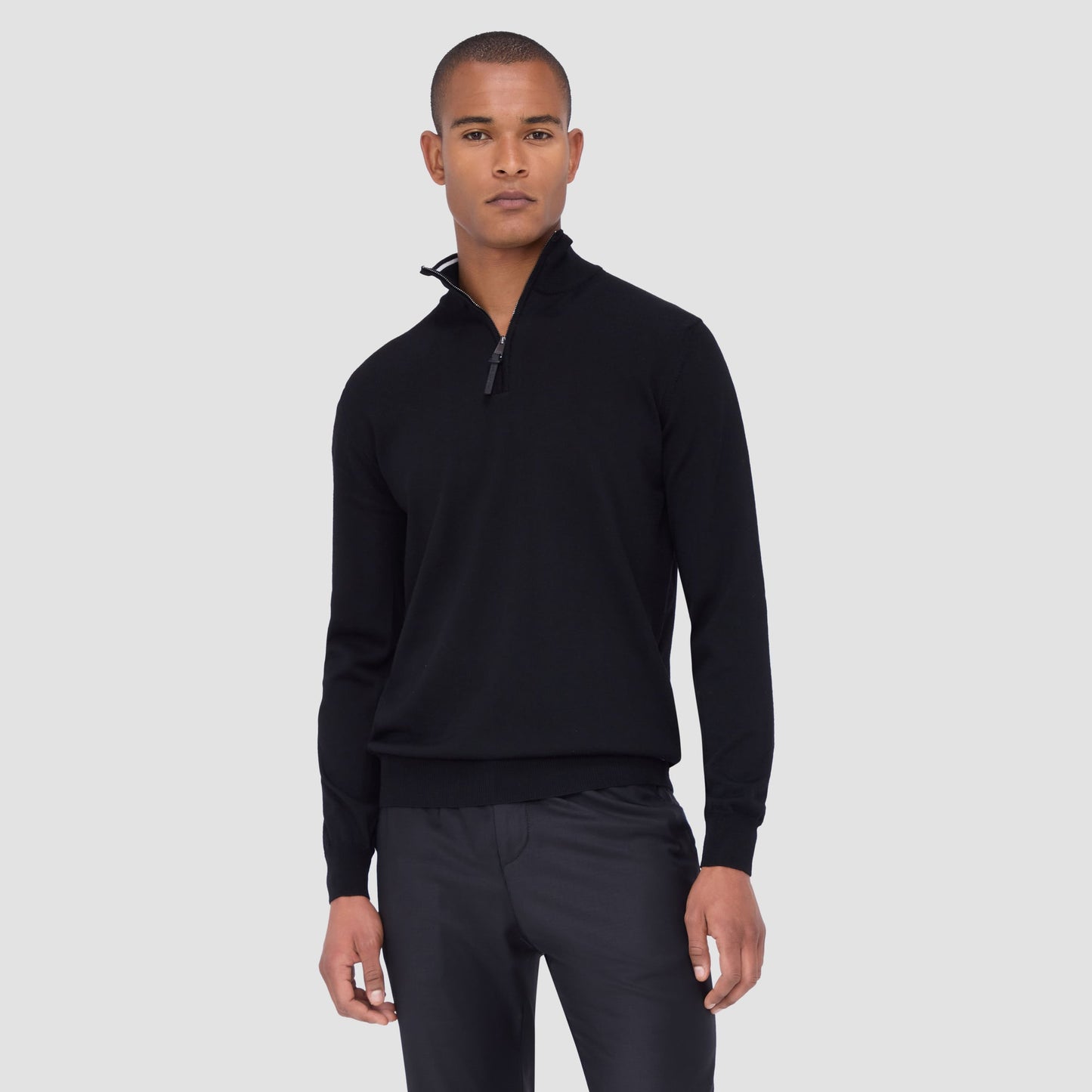 Bugatchi Spencer Quarter-Zip Super Merino™ Sweater Black