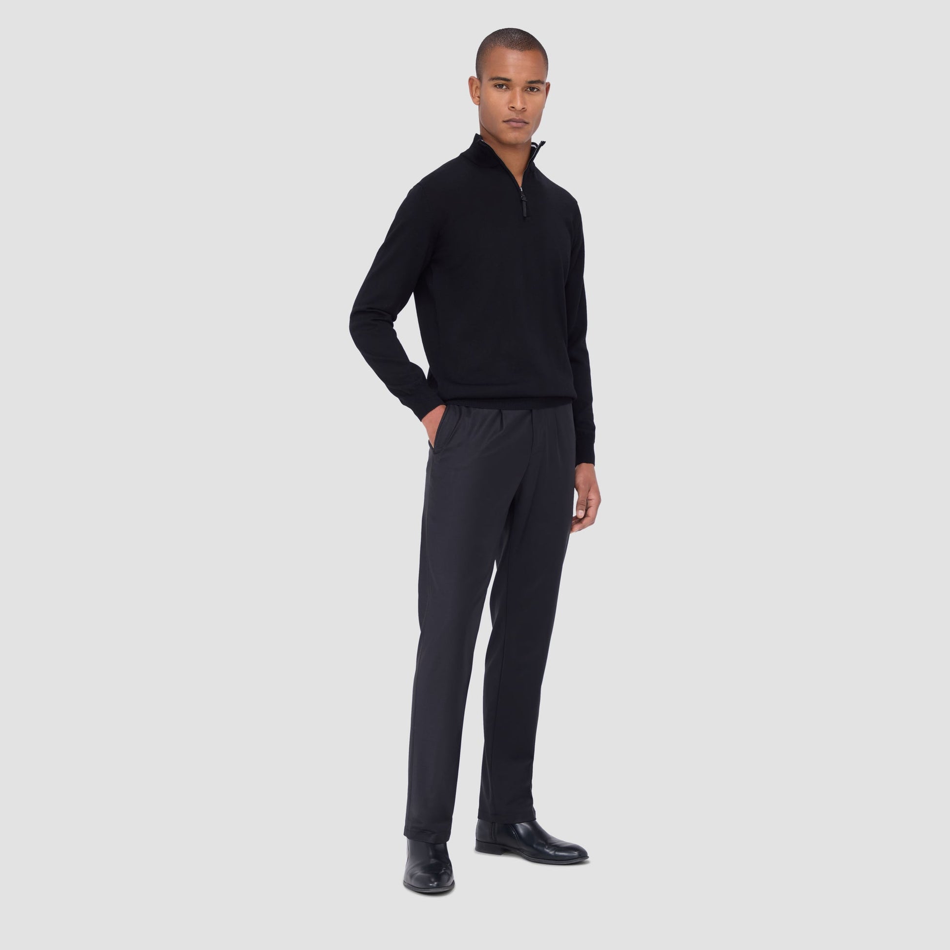 Bugatchi Spencer Quarter-Zip Super Merino™ Sweater Black
