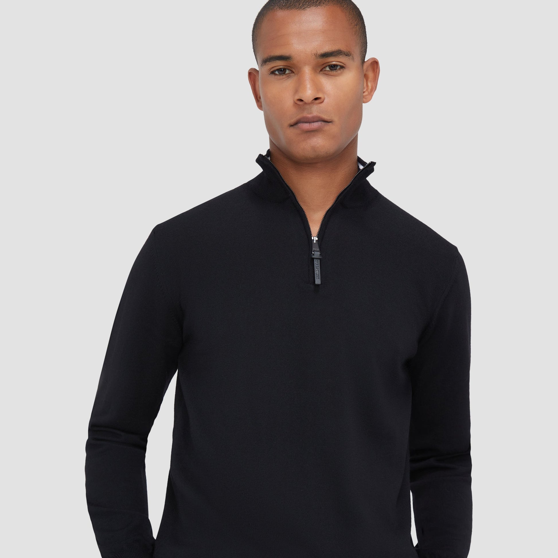 Bugatchi Spencer Quarter-Zip Super Merino™ Sweater Black