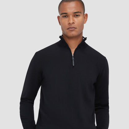 Bugatchi Spencer Quarter-Zip Super Merino™ Sweater Black