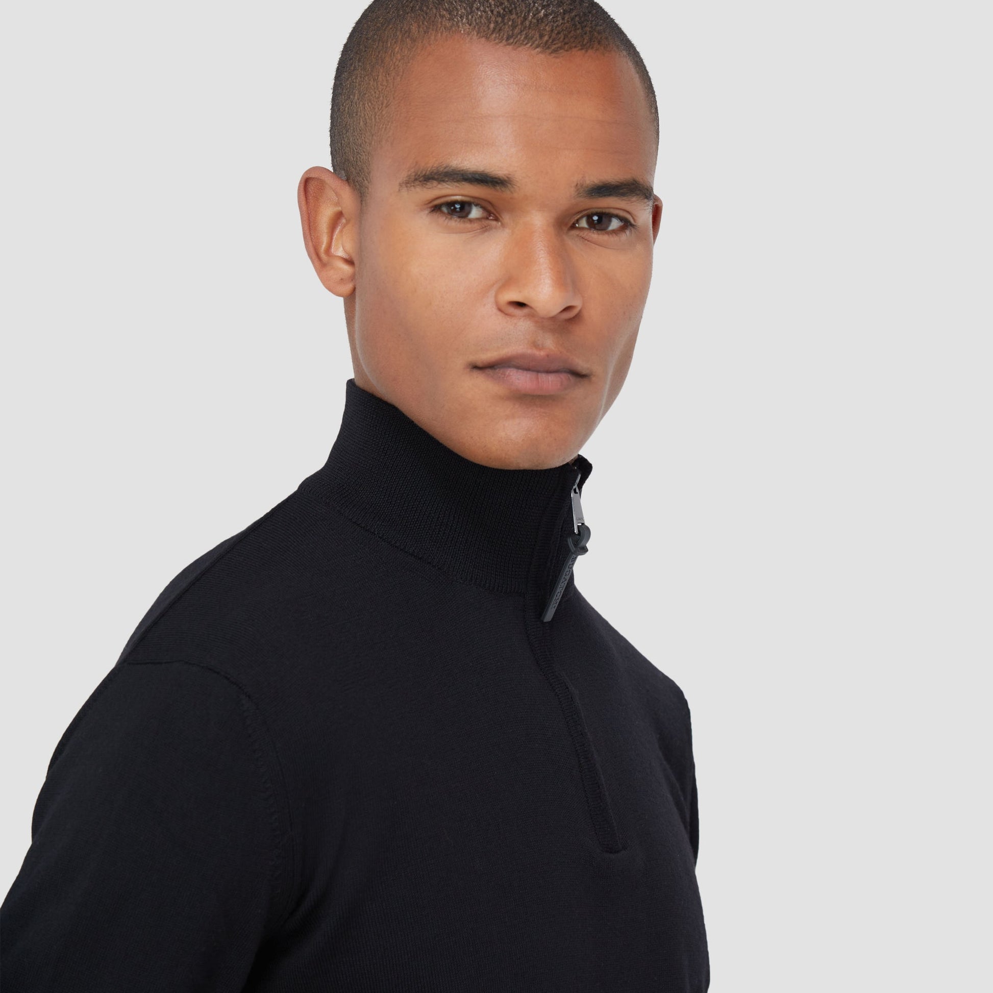 Bugatchi Spencer Quarter-Zip Super Merino™ Sweater Black