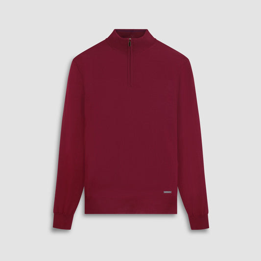 Bugatchi Spencer Quarter-Zip Super Merino™ Sweater Burgundy