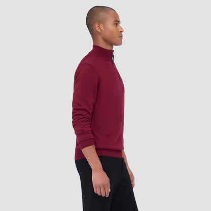 Bugatchi Spencer Quarter-Zip Super Merino™ Sweater Burgundy