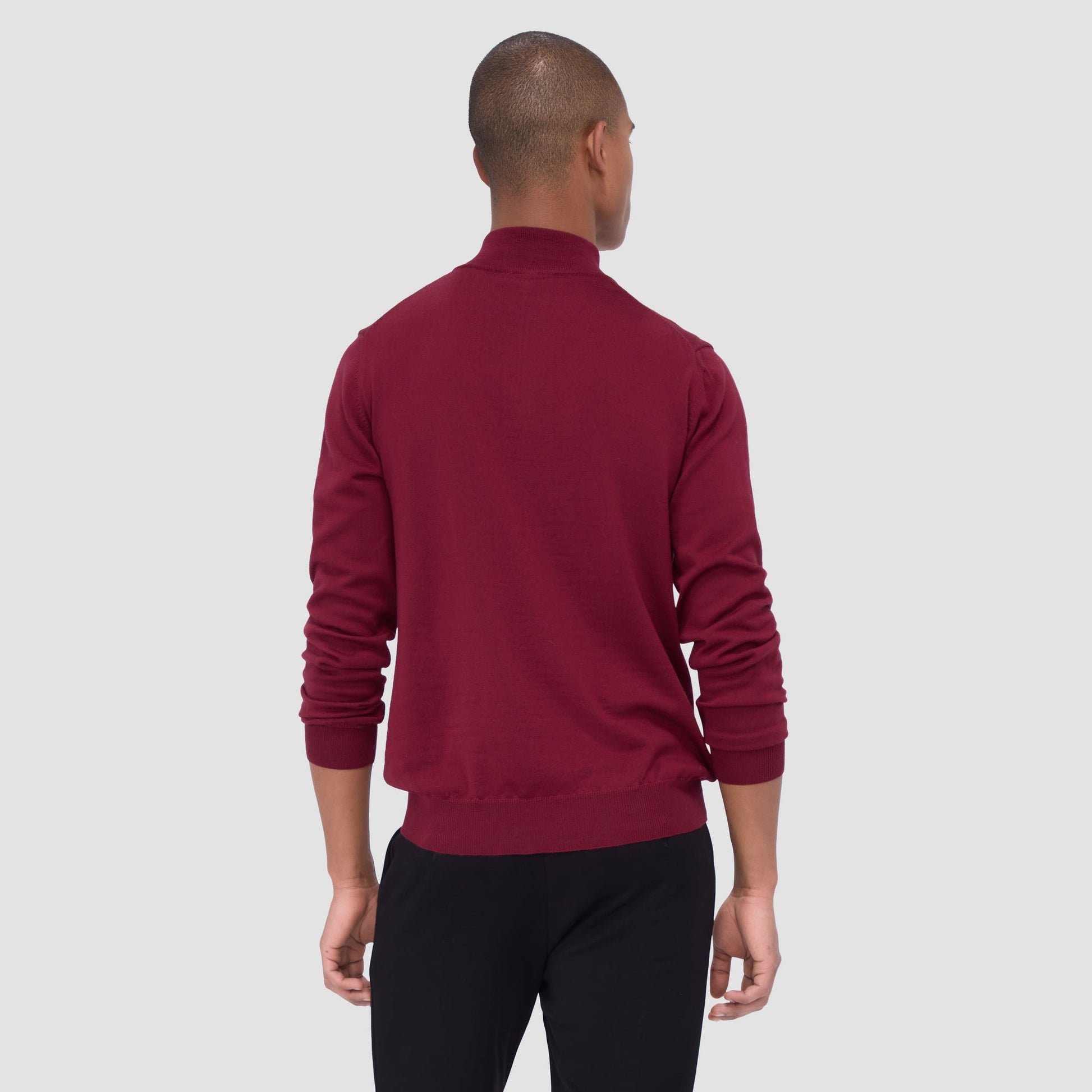 Bugatchi Spencer Quarter-Zip Super Merino™ Sweater Burgundy