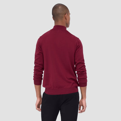 Bugatchi Spencer Quarter-Zip Super Merino™ Sweater Burgundy