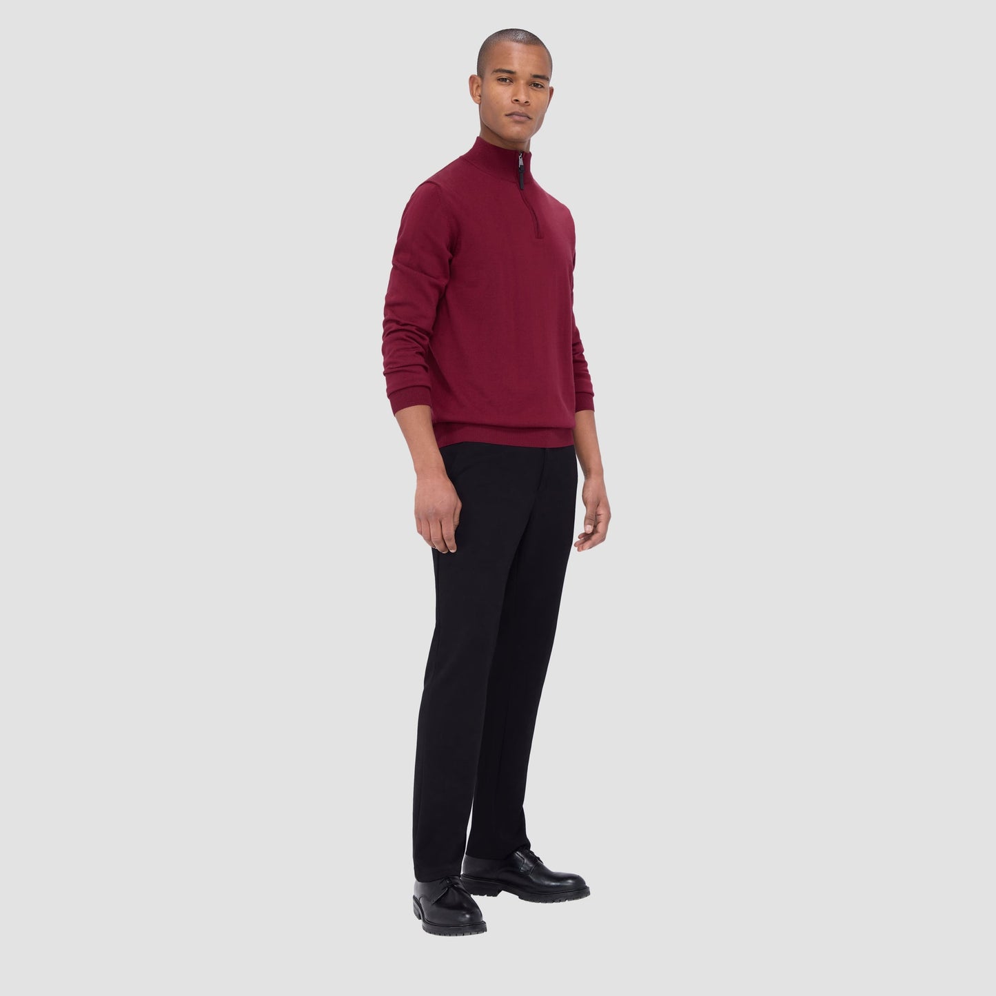 Bugatchi Spencer Quarter-Zip Super Merino™ Sweater Burgundy