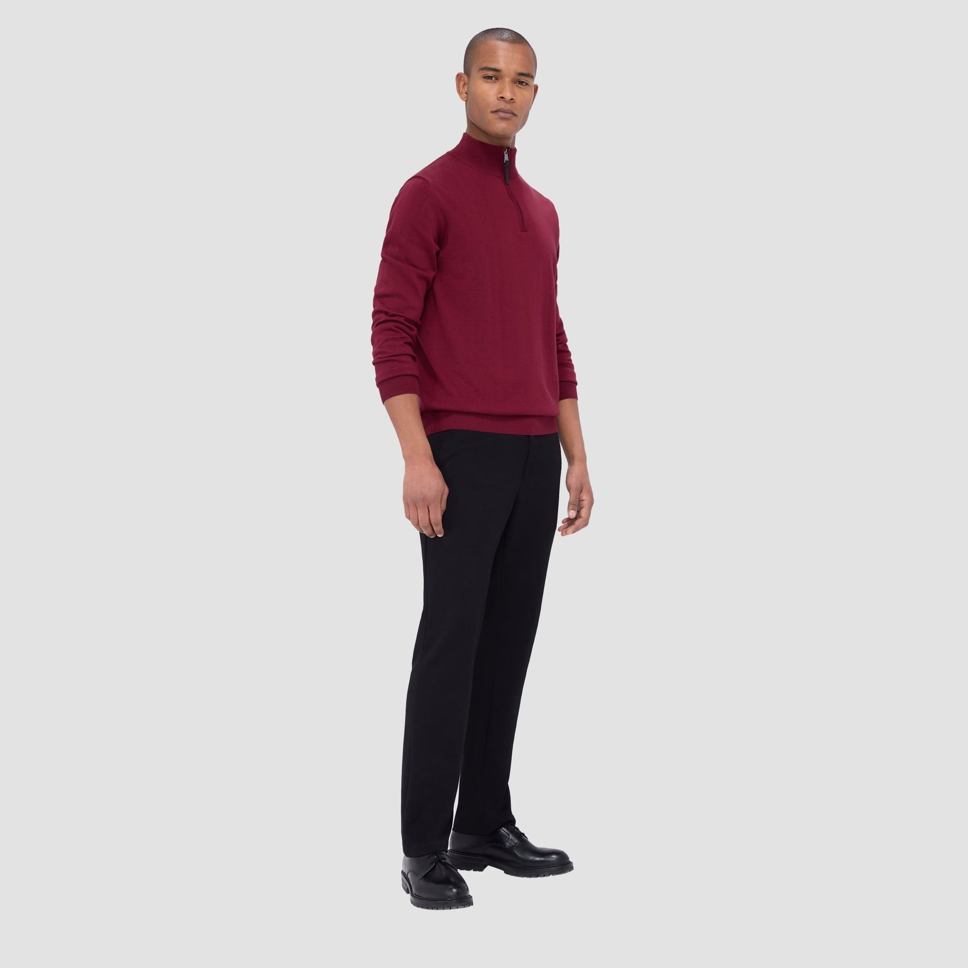 Bugatchi Spencer Quarter-Zip Super Merino™ Sweater Burgundy