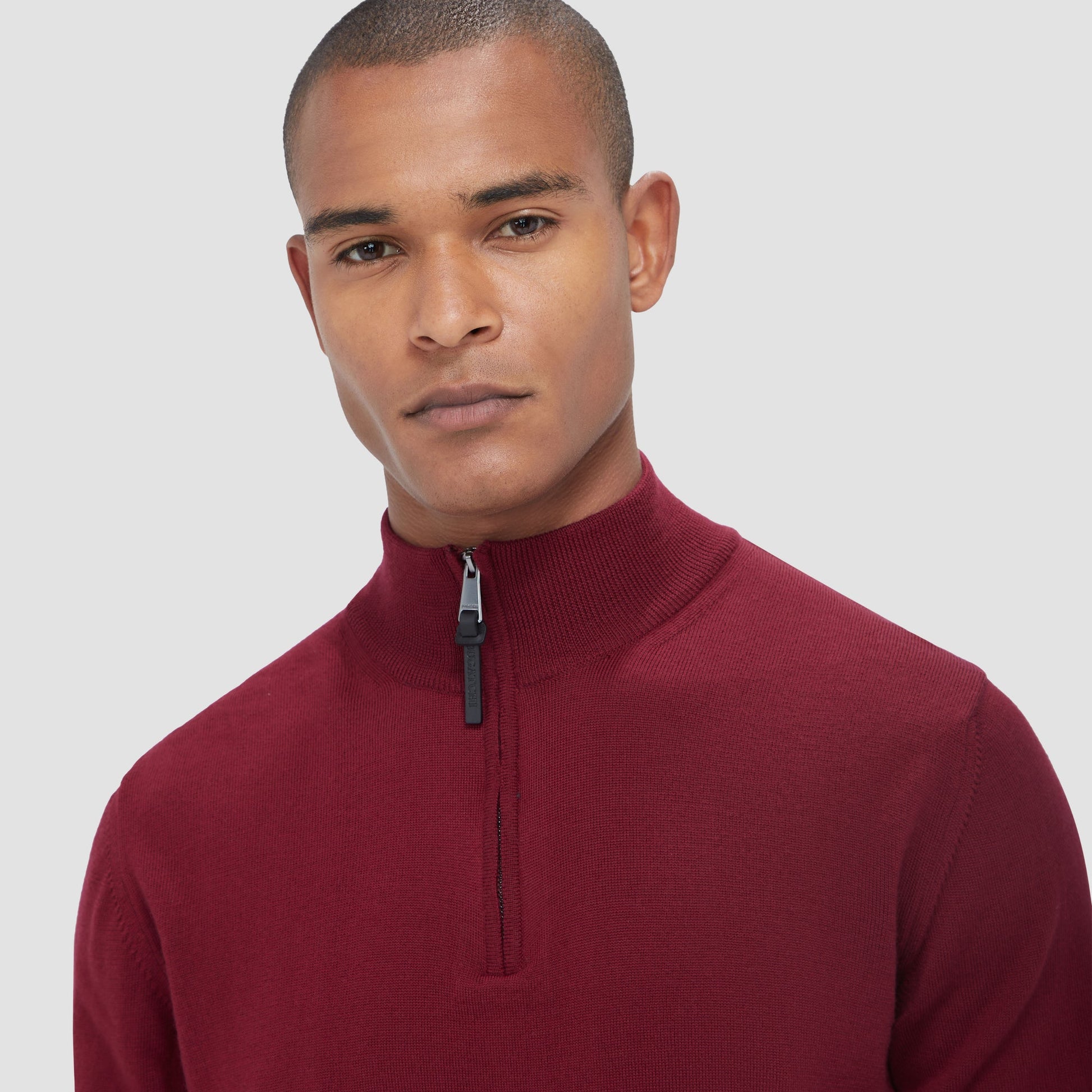 Bugatchi Spencer Quarter-Zip Super Merino™ Sweater Burgundy