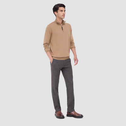 Bugatchi Spencer Quarter-Zip Super Merino™ Sweater Camel