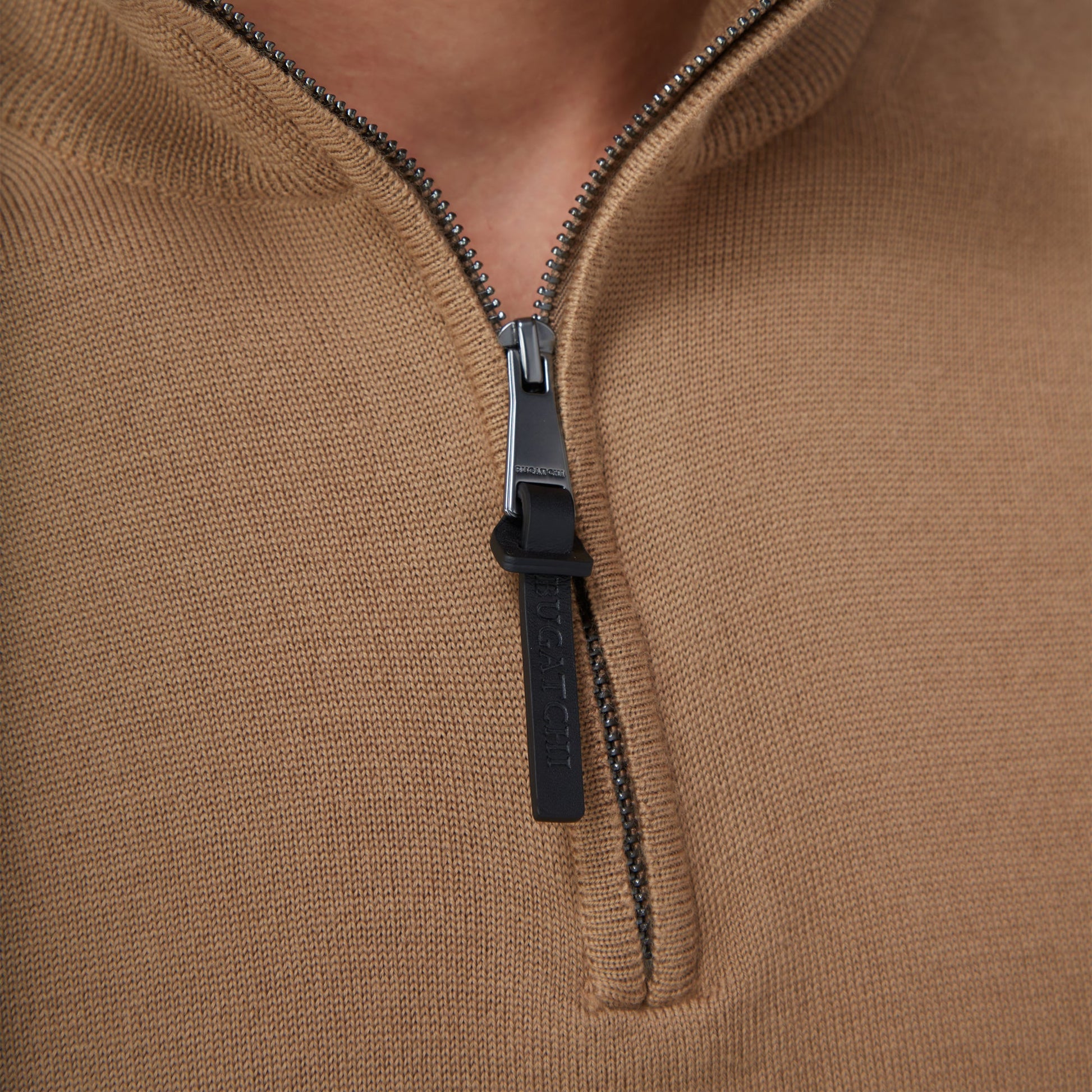 Bugatchi Spencer Quarter-Zip Super Merino™ Sweater Camel