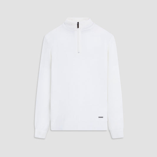 Bugatchi Spencer Quarter-Zip Super Merino™ Sweater Chalk