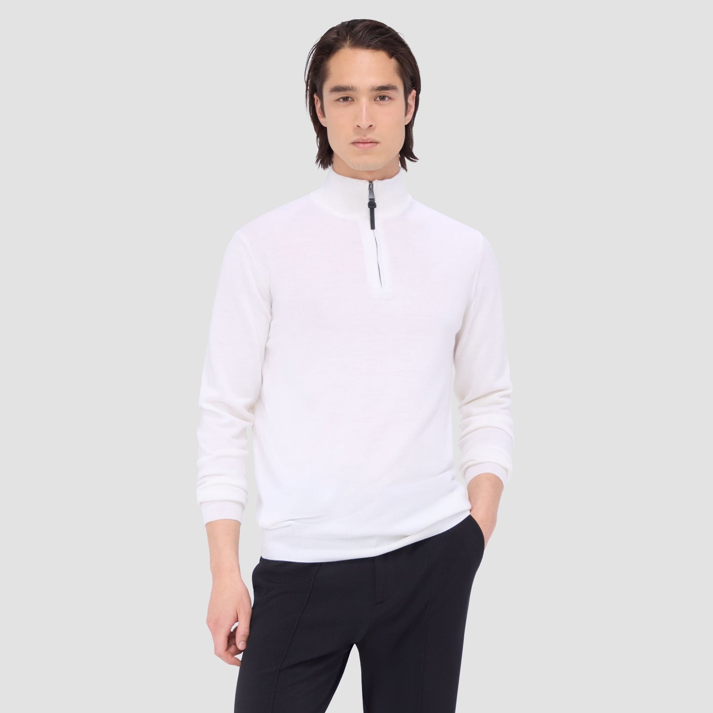 Bugatchi Spencer Quarter-Zip Super Merino™ Sweater Chalk